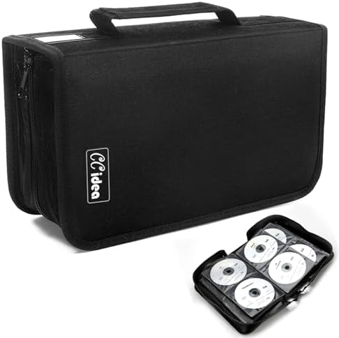 CCidea CD Case DVD Storage Holder, 128 Capacity DVD Cases Organizer CD Plastic Protective Carrying Binder,Portable Cd Wallet for Home Travel (Black) by CCidea