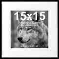Americanflat 15x15 Picture Frame - Matted to 12x12 - Slim Molding - Black by Americanflat