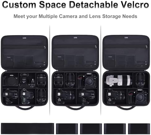 Large Camera Case Bag for Canon/Sony/Nikon Camera and Multiple Lens Black - Image 2