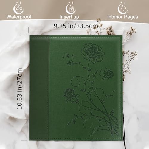 Photo Album 8x10 2 Packs Clear Pages Pockets Leathe Cover Slip Slide in Photo Album Each Holds 100 Vertical 8x10 Photos Picture Book for Wedding Family (Dark Green) - Image 2