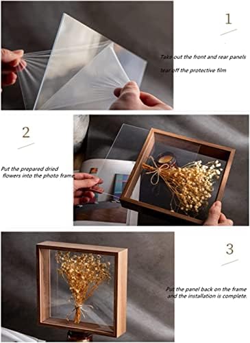 JOSON Wooden Dried Flower Photo Frame Dried Flower Display Stand Decorative Floating Photo Frame (brown-8x10) - Image 5