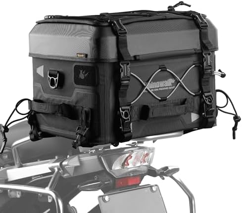 Rhinowalk 36L Waterproof Motorcycle Tail Bag Combo - Hard Shell Top Case with 22L Shockproof Camera Insert for DSLR/Drone Gear - Modular Photography & Travel Luggage (36L Tail Bag) by Rhinowalk