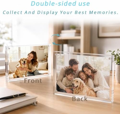 Meetu Acrylic Picture Frame 4x6 Tabletop Photo Frame Magnetic Double Sided Frame Free Standing Desktop for Display Document, Certificate, Photograph, Artwork in Office Room - Image 5