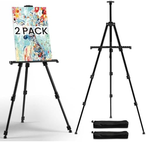 RRFTOK 2 Pack 17-66 Inch Art Easel Stand for Painting and Sign, Black by RRFTOK