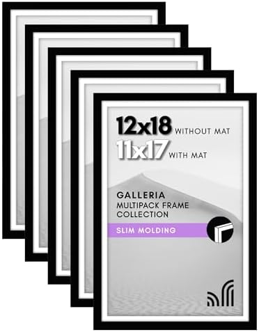 Americanflat 12x18 Poster Frame 5-Pack - Matted to 11x17 - Black by Americanflat