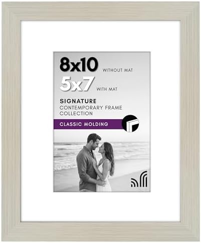 Americanflat 8x10 Picture Frame with Shatter-Resistant Glass - Use as 5x7 Frame with Mat or Display 8x10 Photo Without Mat - Signature Collection - Picture Frames for Tabletop and Wall - Light Wood by Americanflat