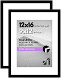 Americanflat 12x16 Picture Frame 2-Pack - Matted to 9x12 - Black by Americanflat