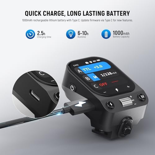 NEEWER QZ-F TTL Wireless Flash Trigger Transmitter Compatible with Fujifilm Cameras, 1/8000s HSS Switch, 1000mAh Battery, OLED Touchscreen for 2.4G Q System Z3 Z2PRO Z2II Z2 Z880 Q6 Q4 Q300 Q200 - Image 6