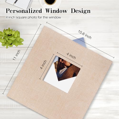potricher Self Adhesive Photo Album 80 Pages, Linen cover,Beige - Image 2