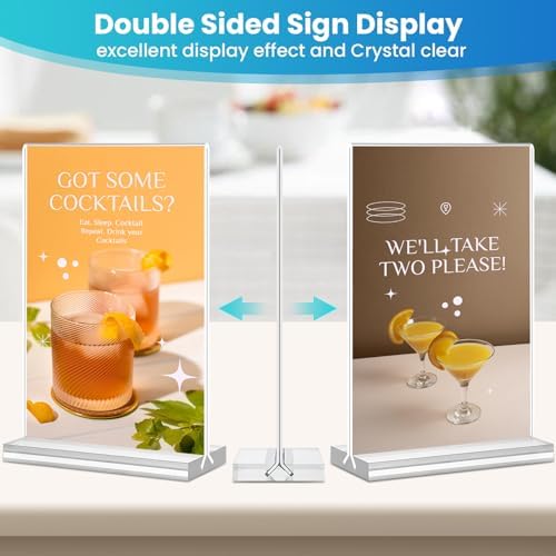 Acrylic Sign Holder 4x6, 15 Pack Clear Double Sided Menu Vertical Display Stand, Desktop Paper Holder Suitable for Restaurants, Office, Store, Show Fair - Image 3
