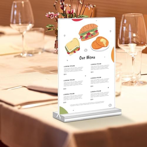 Acrylic Sign Holder 4x6, 15 Pack Clear Double Sided Menu Vertical Display Stand, Desktop Paper Holder Suitable for Restaurants, Office, Store, Show Fair - Image 5