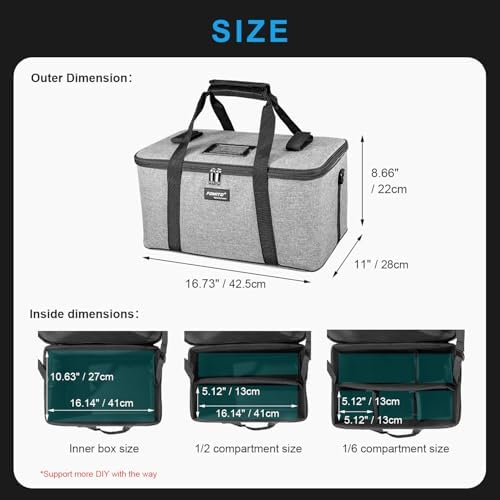 FOMITO AB-27 Foldable Camera Bag 16.73in x 11in x 8.66in Shockproof Case for DSLR, Gimbal, Drone Heavy-Duty Handle DIY liner - Image 5