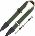 Padwa Lifestyle Extra Long Adjustable Camera Strap for Photographers - 2" Wide Full Grain Cowhide Leather Ends Camera Straps with Quick Release for All Cameras,Binoculars(Stripe Beige Green) by PadwaLifestyleCameraStrap