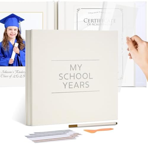 Large School Photo Album, 12 x 12 In, 60 Self-Adhesive Pages, Beige by Hiwhy