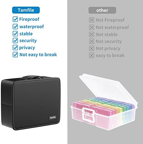 Fireproof Safe Photo Storage Box with 18 Inner 4" x 6" Clear Photo Cases, Portable Photo Organizer with Lock for Picture, Collapsible Photo Container with Handle and 18 Boxes 4 Sheet Label Stickers - Image 4
