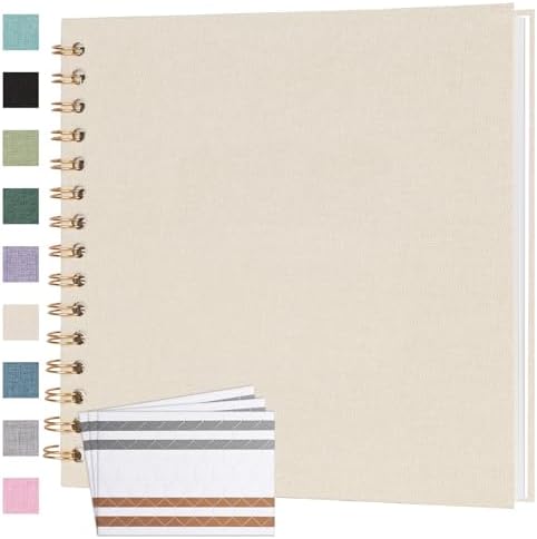 Scrapbook Photo Album 8x8 Inches 40 Pages Linen Cover Beige by Bonyomor