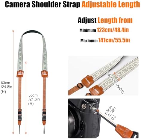 Cwatcun Bohemian Floral Camera Strap, Adjustable Crossbody DSLR Strap for Canon, Nikon, Sony, Quick Release Comfortable & Secure Neck/Shoulder Strap for Outdoor Travel Photography - Image 5