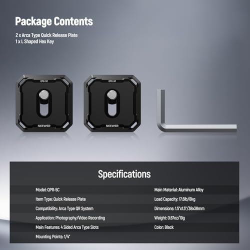 NEEWER 2 Pack Quick Release Plate Kit, 38mm QR Camera Mounting Adapter - Image 7