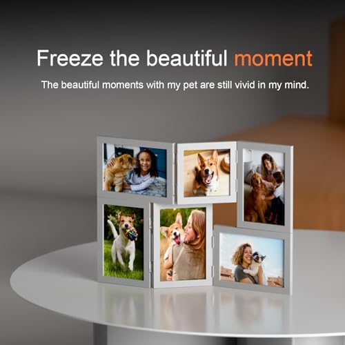 WARM&LOVE 6 Picture Frame, 4x6 & 4x4 Six Folding Hinged Photo Frames, Rustic Wood Desk Family Photo Collage Stand Vertical on Tabletop for Birthday Family Lover Gift (White) - Image 5