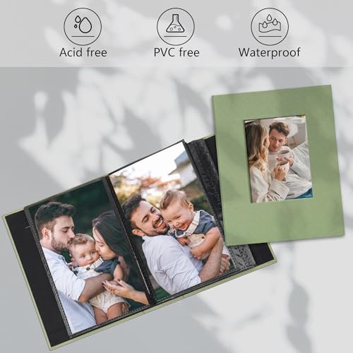Small 4x6 Photo Album 100 Pockets Linen Cover Light Green - Image 3