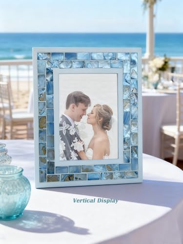 5x7 Mother of Pearl Picture Frame Beach, Blue Grey, 1pc - Image 2
