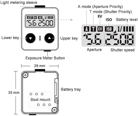 Camera Top Light Meter, Ambient Light Digital Exposure Meter with 30° FOV, OLED Screen, Silver - for Film Cameras, Photography & Studio Use - Image 2