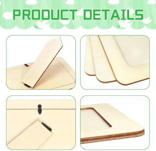 VOKOY 10 Pack Wooden Picture Frames for Crafts, DIY Wood Craft Picture Frames Bulk for 4" x 6" Photos,Unfinished Standing Photo Frames DIY Crafts Wood Decorate for Birthday Party Gifts - Image 3