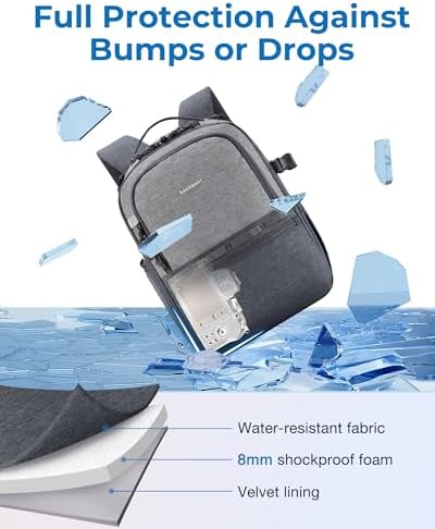 BAGSMART 2 in 1 Small Camera Backpack for DSLR, Fits 12.9" iPad, Gray - Image 3