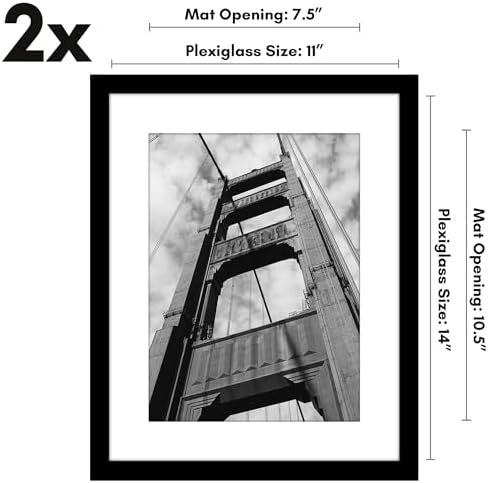 Americanflat 11x14 Picture Frame 2-Pack - Matted to 8x11 - Black - Image 2