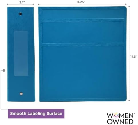 Carstens 3-Inch Heavy Duty 3-Ring Binder - Side Opening, Pool Blue, Durable Plastic, Precision No-Gap Rings, Waterproof Cover, No Pockets, Holds 400 US Letter Sheets, BPA-Free, Made in USA (1700-3R) - Image 4