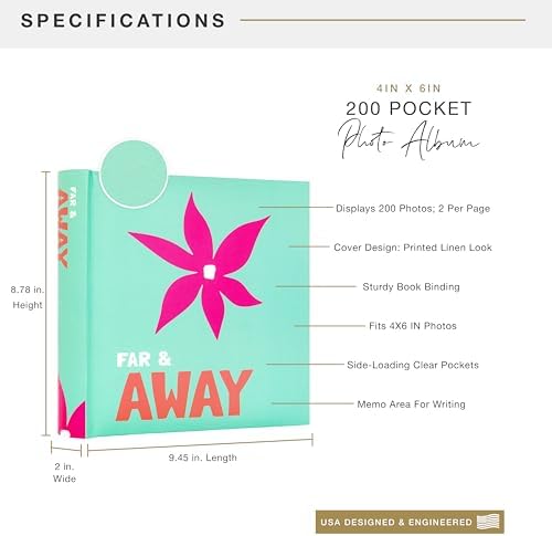 MCS Far and Away Mint Photo Album Holds 200 4x6 Photos with Memo Space, Clear Side-Loading Pockets – Scrapbook Style Keepsake for Vacations & More – A Thoughtful Gift - Image 3
