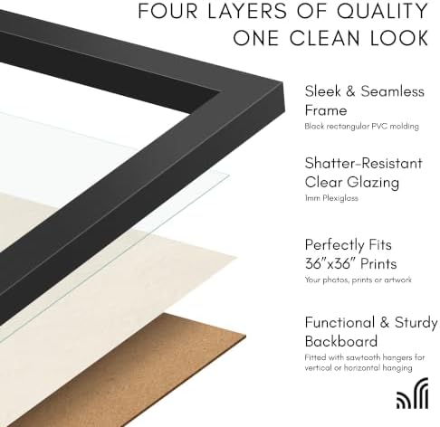 Americanflat 36x36 Poster Frame - Slim Molding - Black - Image 5