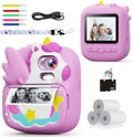 Kids Instant Print Camera, 1080P HD Video & 2.4" Screen Toy Camera | Includes 32GB Card & Print Paper, Inkless Print, 16X Zoom, Christmas Birthday Dinosaur Gifts for Boys Girls Age 3-12 by CAMCLID
