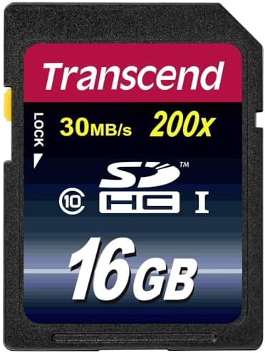 Transcend 16GB SDHC Class 10 Flash Memory Card Up to 30MB/S (TS16GSDHC10) by Transcend