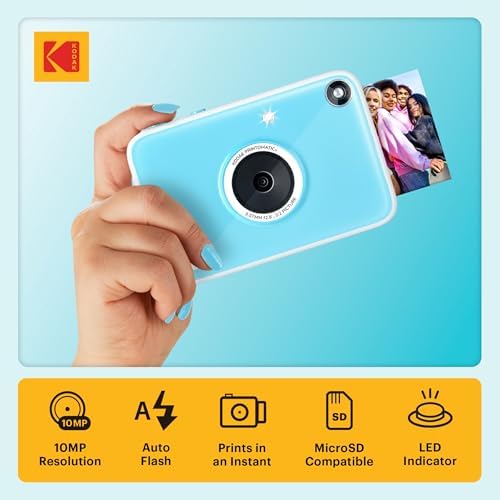 KODAK Printomatic+ Instant Print Digital Camera (Blue) 10MP Portable Camera with Interactive RGB LED Status Indicator, Prints Full-Color Photos on Zink 2x3” Sticky-Backed Photo Paper - Easy & Fun - Image 2