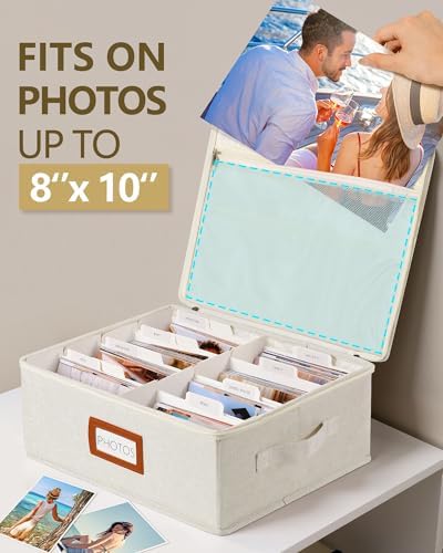 HULISEN Photo Storage Box, Photo Organizer for 2000 4x6 Pictures, Beige - Image 3