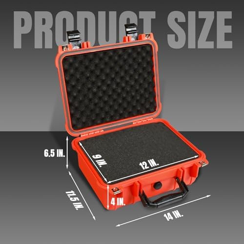 Jack Boss 14x 11.5x 6.5 Inch Hard Case, Portable Weather Waterproof Protective Camera Case with Customizable Foam, Fit Use of Drones, Camera, Equipments, Orange (Pack of 2) - Image 2