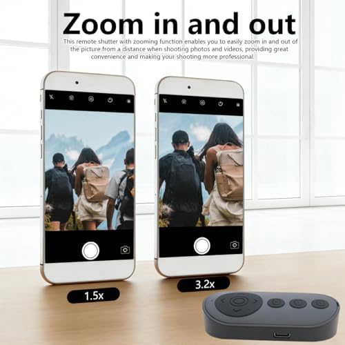 2026 Upgraded Bluetooth Camera Remote Shutter with Zoom and Front/Rear Camera Switch for Photo and Vlogging, Remote Clicker for iOS Android Smartphone, Wireless Video Scrolling for Ti*ktok (Black) - Image 5