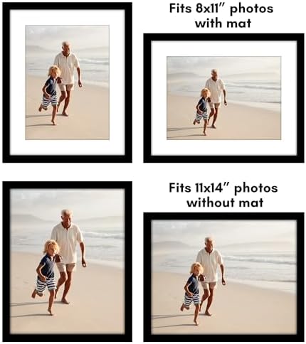 Americanflat 11x14 Picture Frame 5-Pack - Matted to 8x11 - Black - Image 6