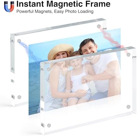 HOUSE DAY Acrylic Picture Frames 5x7, 30 Pack Magnetic 5x7 Picture Frame, Double Sided Clear 5 x 7 Photo Frame with Microfiber Cloth, Frameless FreeStanding 5x 7 Frame Gift for Desktop Display - Image 3