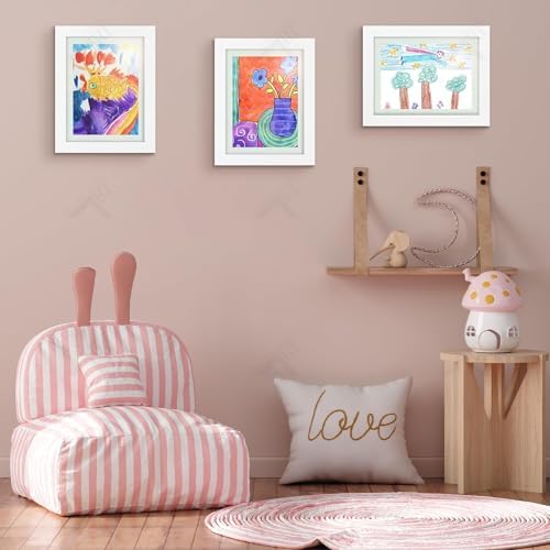 8 Pack 9x12 Front-Opening Kids Artwork Frames Changeable (White) - Image 7