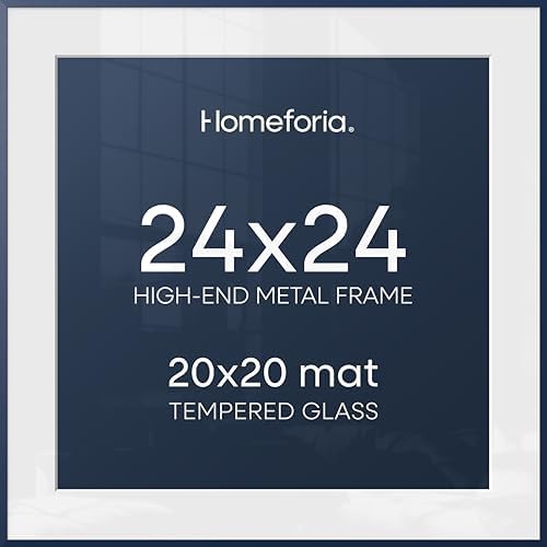 Homeforia 24x24 Blue Picture Frame, High-End Metal, 20x20 Mat, Glass by Homeforia