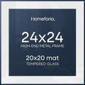 Homeforia 24x24 Blue Picture Frame, High-End Metal, 20x20 Mat, Glass by Homeforia