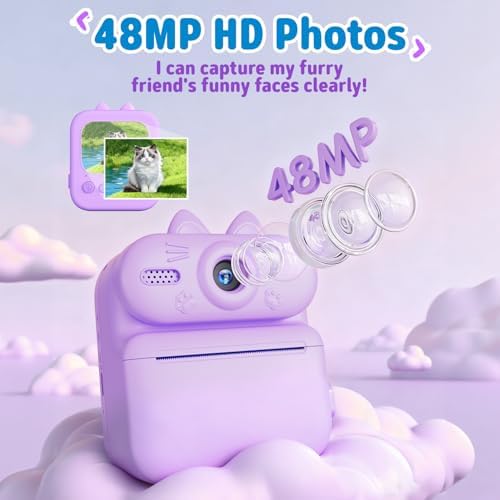 Kids Camera Instant Print: Gleeglee 1080P Camera for Kids, Purple Cat - Image 5