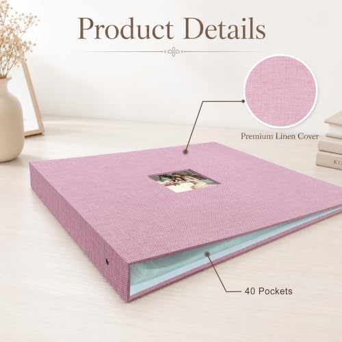 12"x12" DIY Scrapbook Photo Album with 80 Pages 40 Plastic Sleeves Pink - Image 3