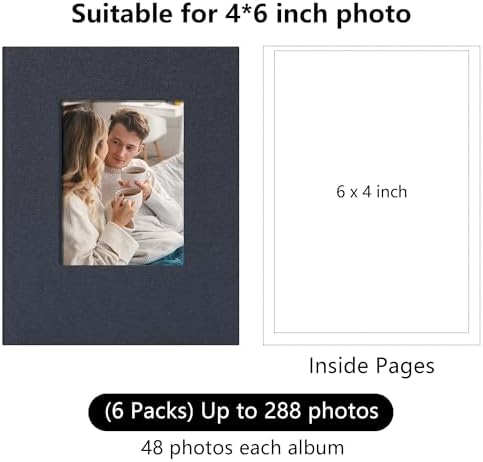 Small 4x6 Photo Album 24 Pockets Linen Cover Gray Blue 6 Pack - Image 2