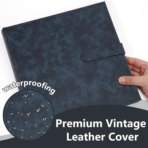 Vienrose Scrapbook Photo Album with Writing Space 12" x 12", Premium DIY Scrapbooking Albums with 100 Pages, Large Photos Book Faux Leather Cover for Wedding Family Baby Travel Graduation, Navy Blue - Image 5