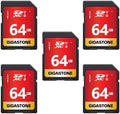 GIGASTONE 64GB SD Card 5-Pack UHS-I U1 Class 10 SDXC Memory Card High Speed, Up to 100MB/s, Full HD Video Olympus Digital Camera, with 5 Mini Cases by Gigastone