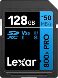 Lexar 128GB 800x PRO SD Memory Card, 150MB/s Read, 4K, V30, U3, UHS-I by Lexar