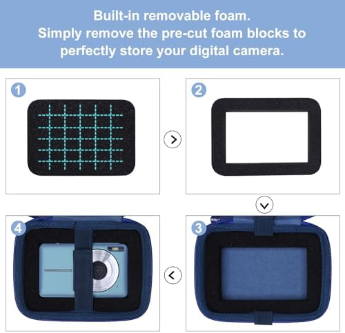 L LTGEM Digital Camera Case Compatible with KODAK PIXPRO FZ55/FZ45, Canon ELPH 180/190, Sony DSCW830/DSCW800, CAMKORY, QUMCOU, Lecran Digital Cameras, Blue(Case Only) - Image 4